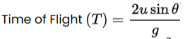 Equation for time of flight in projectile motion, expressing how initial speed, launch angle, and gravity determine total time in air.