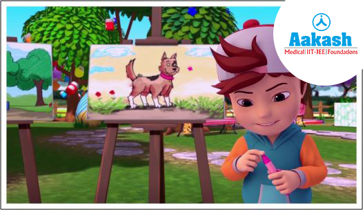 Kid painting using crayons