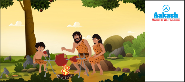 Ancient people cooking in fire