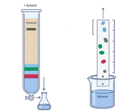 Comparison between Column and Paper Chromatography setups.