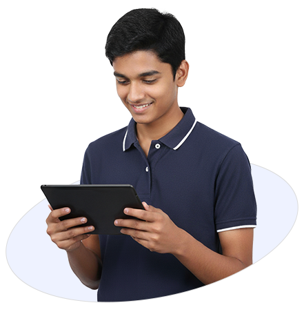 Student studying on couch with tablet