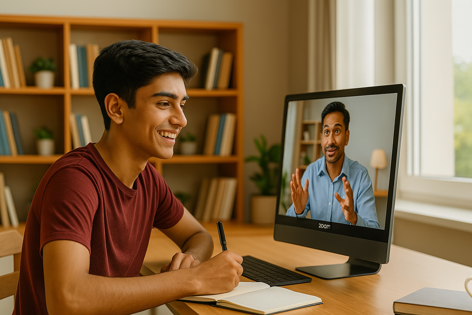 Student attending virtual session